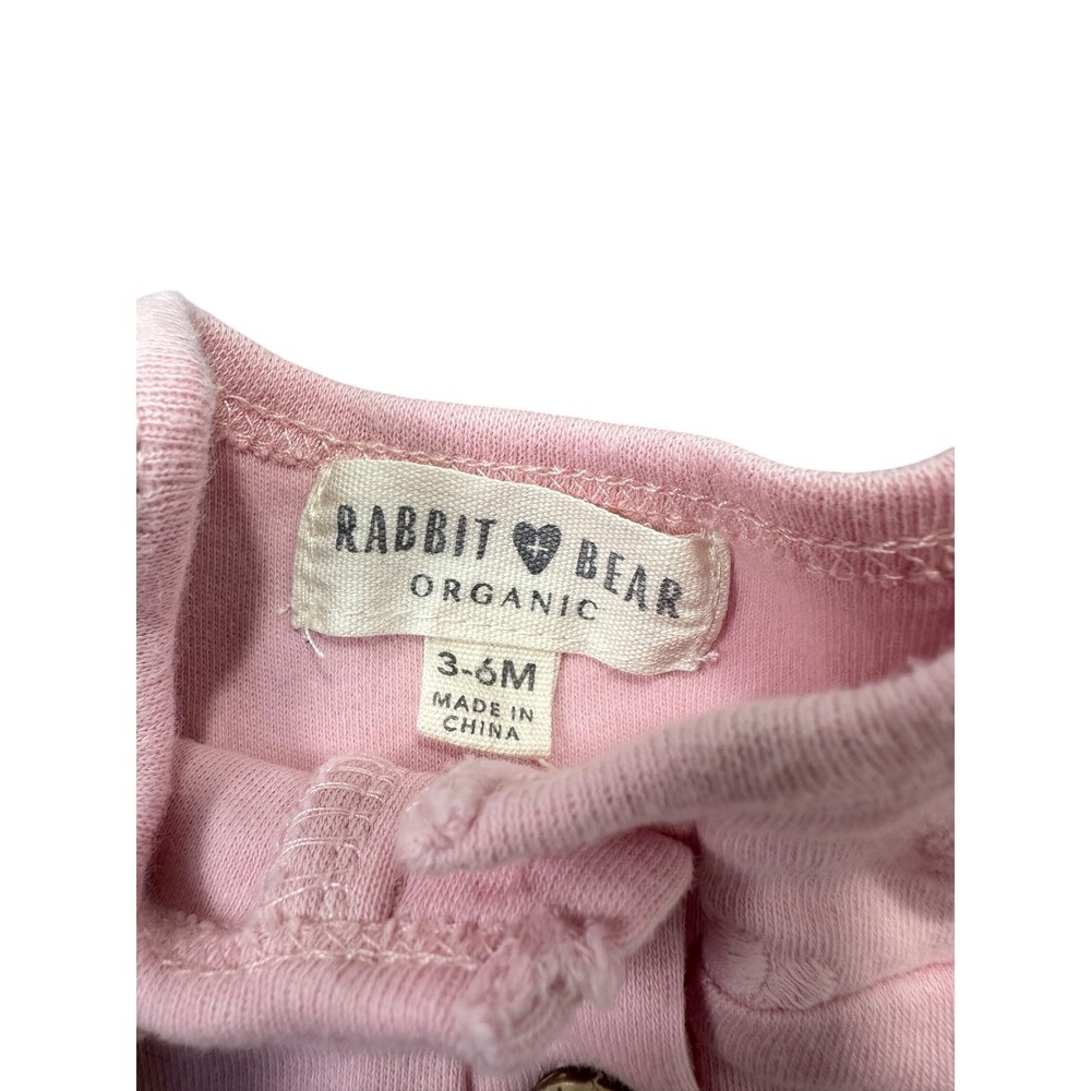 Rabbit Bear Organic Pink Floral Embroidered Ruffle Sleeve Bodysuit 3-6M 000031 - Picture 4 of 7